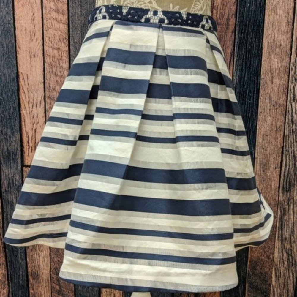 Navy and White Striped Formal Separates Skirt - Picture 1 of 6